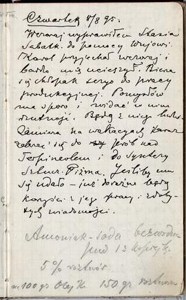 Notes nr 48 z wpisami odręcznymi  Erazma Majewskiego z okresu 08.08.1895 r.-06.03.1896 r.  strona.