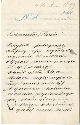 List (rękopis) od A. Korczewskiego do Erazma Majewskiego, strona 1