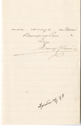 List od Ksawerego Chamca do Erazma Majewskiego (rękopis)  strona 3