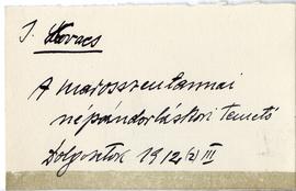 Fiszka z odręcznymi notatkami bibliograficznymi Józefa Żurowskiego  strona 1: "I. Kovacs  A ...