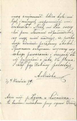 List od A. Mińskiej do Erazma Majewskiego (rękopis)  strona 3