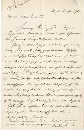 List od Wacława Jezierskiego do Erazma Majewskiego (rękopis)  strona 1