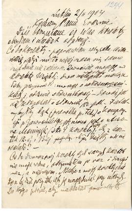 List od Hieronima Rafała Łopacińskiego do Erazma Majewskiego (rękopis)  strona 1