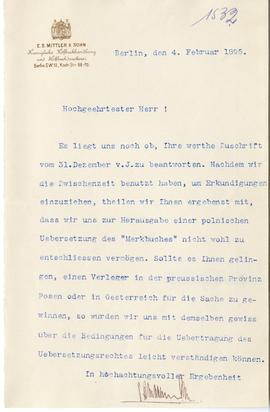 List od E. S. Mittlera do Erazma Majewskiego (druk  maszynopis)  strona 1
