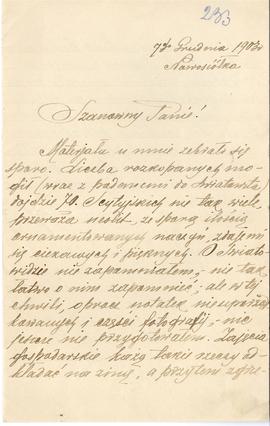 List od Aleksandra Bydłowskiego do Erazma Majewskiego (rękopis)  strona 1