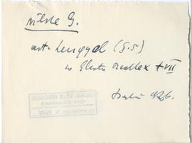 Fiszka z odręcznymi notatkami bibliograficznymi Józefa Żurowskiego  strona 1: "Wilke G.  art...