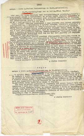 Maszynopis odpisu ustępu listu Stefana Krukowskiego do Włodzimierza Antonieiwcza z dnia 10.04.192...