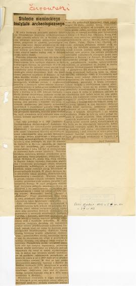 Wycinek prasowy z dziennika "Czas"  1929  nr 125 (5.VI.) z artykułem Józefa Żurowskiego...