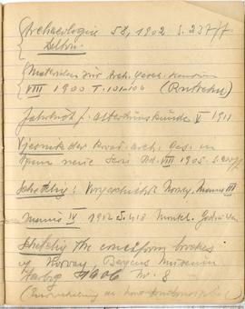 Fragment brulionu Józefa Żurowskiego z notatkami w języku niemieckim na temat kultury merowińskie...