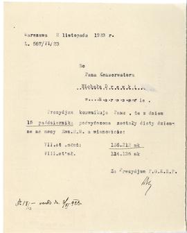 Maszynopis. Pismo Prezydium Państwowego Grona Konserwatorów Zabytków Przedhistorycznych nr 587/VI...