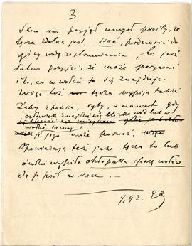 Rękopis p.t. "Tęcza" z dnia 01.01.1892 r.  strona: "3 Skoro raz przyjął  umysł pro...