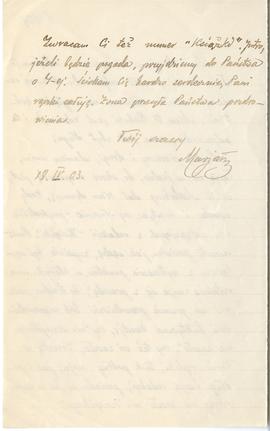 List od Marjana Massoniusa do Erazma Majewskiego (rękopis)  strona 2