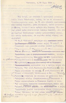 List od Marjana Massoniusa do Erazma Majewskiego (maszynopis  rękopis)  strona 1