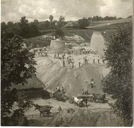 Odbitka pozytywowa czarno-biała. Gródek  pow. Równe. Stanowisko paleolityczne II. Badania archeol...