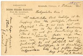 List od prof. Dr. Leimbacha do Erazma Majewskiego z dnia 3.02.1891 r. (druk  rękopis)  strona 2 (...