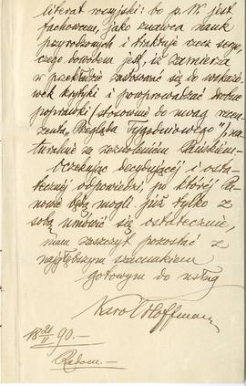 List od Karola Hoffmana do Erazma Majewskiego (rękopis)  strona 3