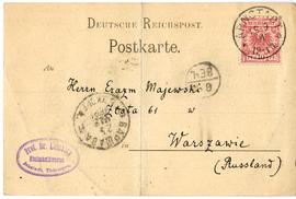 List od prof. Dr. Leimbacha do Erazma Majewskiego z dnia 3.02.1891 r. (druk  rękopis  znaczek  st...