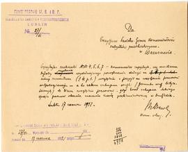 Rękopis. Pismo konserwatora Michała Drewko z dnia 17 czerwca 1922 r. do Prezydium Państwowego Gro...