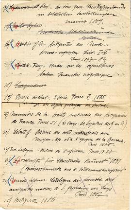 Odręczne notatki Józefa Żurowskiego z wykazem literatury  strona 2: pkt. 14-25