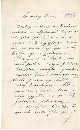 List od Leopolda Méyeta do Erazma Majewskiego (rękopis)  strona 1