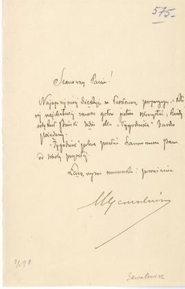 List od Mariana Gawalewicza do Erazma Majewskiego (rękopis)  strona 1