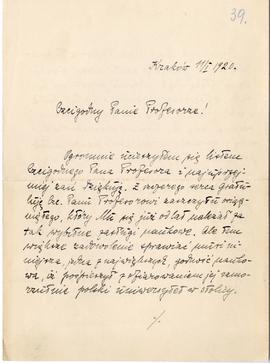 List od Włodzimierza Antoniewicza do Erazma Majewskiego (rękopis)  strona 1