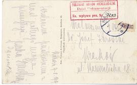 Widokówka z rękopisem listu Janiny Grudzień (?) do Józefa Żurowskiego z dnia 9.08.1927 r.  strona...