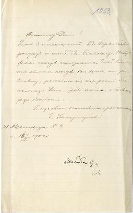 List od Emiliana Konopczyńskiego do Erazma Majewskiego (rękopis)