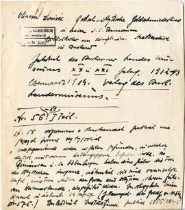 Zbiór odręcznych notatek Józefa Żurowskiego dotyczących literatury do pracy doktorskiej pt. Wykop...
