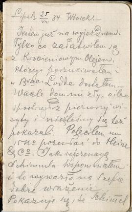 Notes nr 20 z wpisami odręcznymi  Erazma Majewskiego z okresu 25.08.1884 r.- 30.11.1884 r.  strona.