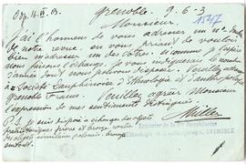 Kartka pocztowa od Hansa Müllera do Erazma Majewskiego (rękopis  pieczątka)  strona 2 (rewers)