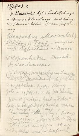 Notatnik nr 60 z odręcznymi notatkami Erazma Majewskiego z okresu od 14.07.1903 r. do 23.02.1904 ...