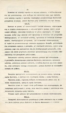 Maszynopis przepisów normujących stosunek Władz akademickich do działalności stowarzyszeń akademi...