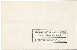 Fiszka z odręcznymi notatkami bibliograficznymi Józefa Żurowskiego  strona 2: pieczątka Działu Do...