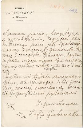 List od Zofii Grabowskiej do Erazma Majewskiego (druk  rękopis)  strona 1
