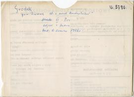 Koszulka papierowa na negatyw szklany nr PMA 5796. Strona 1 z odręczną adnotacją: Gróddek  pow. R...