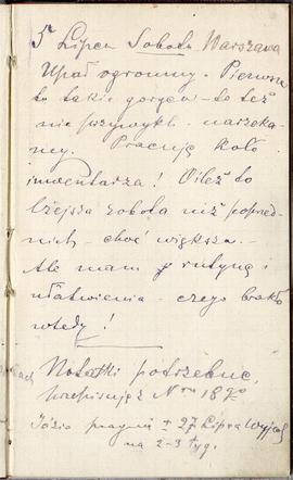 Notes nr 19 z wpisami odręcznymi  Erazma Majewskiego z okresu 05.07.1884 r.- 29.08.1884 r.  strona.