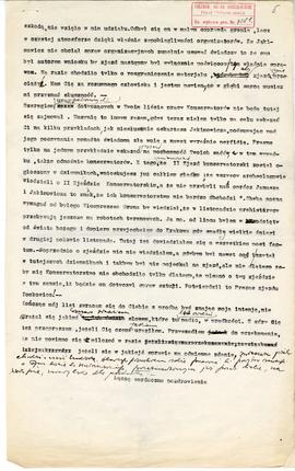 Maszynopis listu Józefa Żurowskiego z odręcznymi poprawkami do Włodzimierza Antoniewicza w sprawi...