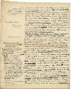 Niekompletny brudnopis listu Erazma Majewskiego do prof. Gumplowicza z dnia  09.08.1908 r.  stron...