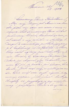 List od B. Bogusławskiej do Erazma Majewskiego (rękopis)   strona 1
