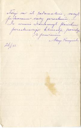 List od Marii Konopnickiej do Erazma Majewskiego (rękopis)  strona 3