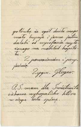 List od Zygmunta Glogera do Erazma Majewskiego (rękopis)  strona 2