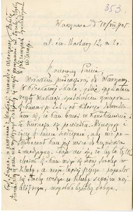 List od Stanisława Ciszewskiego do Erazma Majewskiego (rękopis)  strona 1