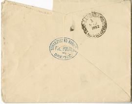 Koperta zaadresowana do Erazma Majewskiego (stempel  pieczątka)  strona 2 (rewers)