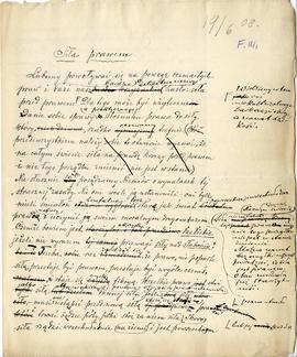 Rękopis niekompletny z dnia 19.06.1908 r p.t. Siła prawem”  strona: "Siłą prawem. Lubimy pow...
