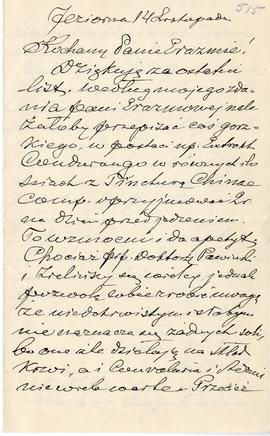 List od Tomasza Fagońskiego do Erazma Majewskiego (rękopis)  strona 1