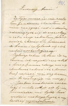 List od A. Kaszubskiego do Erazma Majeskiego (rękopis), strona 1