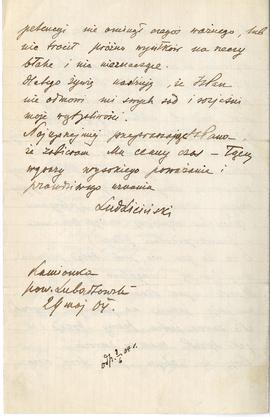 List od Ludwika Licińskiego do Erazma Majewskiego z dnia 24.05.1904 r. (rękopis)  strona 8