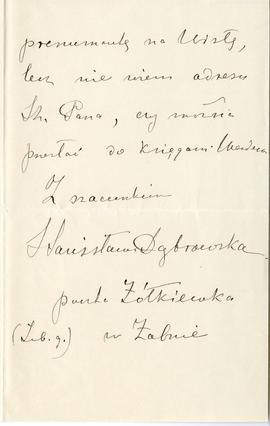 List od Stanisławy Dąbrowskiej do Erazma Majewskiego (rękopis)  strona 3