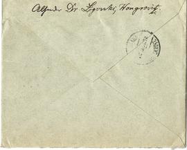 Koperta zaadresowana przez prof. dr. Łęgowskiego do Erazma Majewskiego (rękopis  stempel)  strona...